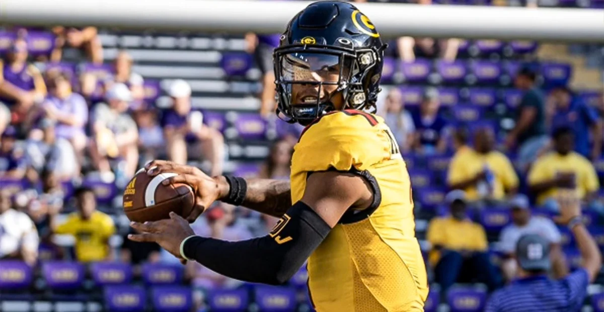 Grambling State QB Myles Crawley warming up