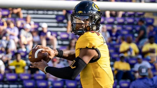 Grambling State QB Myles Crawley warming up