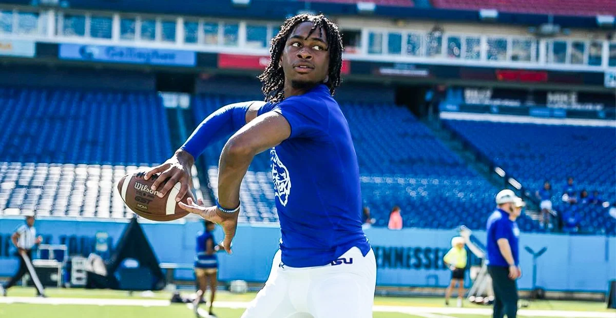 Tennessee State Quarterback Draylen Ellis Warming up before facing Mississippi Valley State 2024